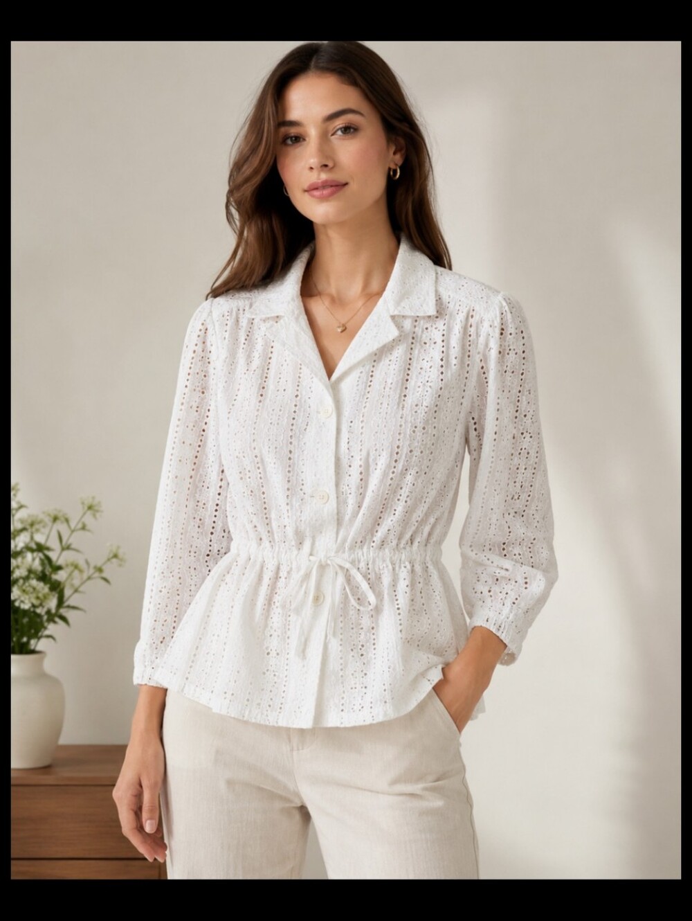 Liz Claiborne Women's Eyelet Blouse